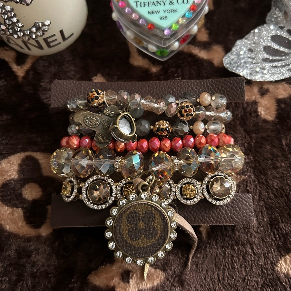 Designer Multi Colored Beaded Stack Bracelet Set